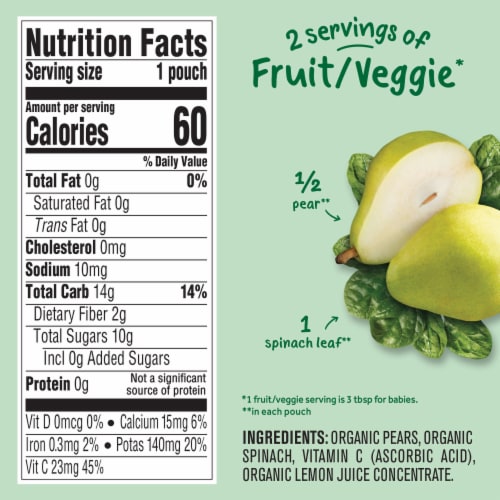 Gerber® 2nd Foods Organic Pear Spinach Baby Food Perspective: bottom