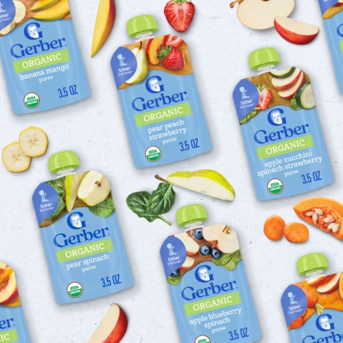 Gerber 2nd Foods Organic for Baby Baby Food Pear Blueberry Apple Avocado Pouch Perspective: bottom