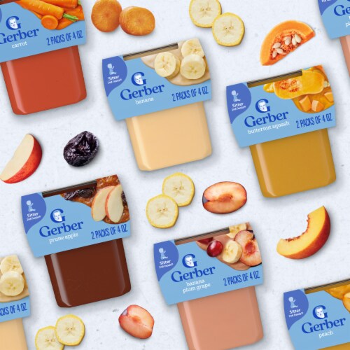 Gerber 2nd Foods Baby Food Carrot Puree Clean Label Project 4 oz Tubs (2 Pack) Perspective: bottom