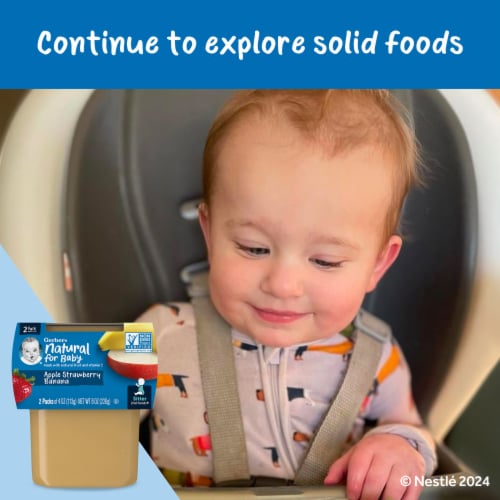 Gerber 2nd Foods Natural for Baby Baby Food Apple Strawberry Banana Perspective: bottom