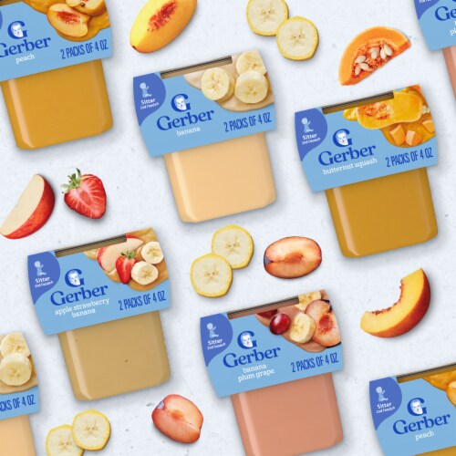 Gerber 2nd Foods Natural for Baby Baby Food Apple Strawberry Banana Tubs Perspective: bottom