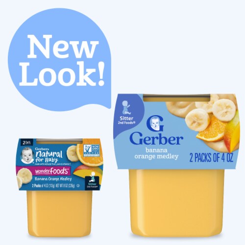 Gerber 2nd Foods Baby Food Banana Orange Medley Tubs Perspective: bottom