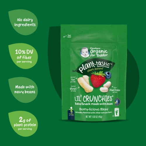 Gerber Toddler Food Organic Lil Crunchies Plant-tastic Berry Blend Toddler Snacks Perspective: bottom