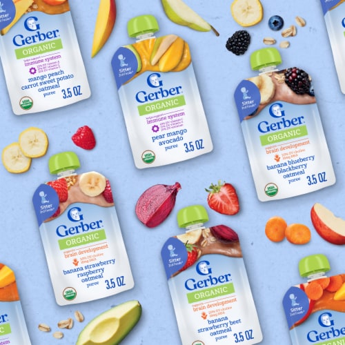 Gerber Organic for Toddler WonderFoods Mango Peach Carrot Sweet Potato Oatmeal Pouch Perspective: bottom