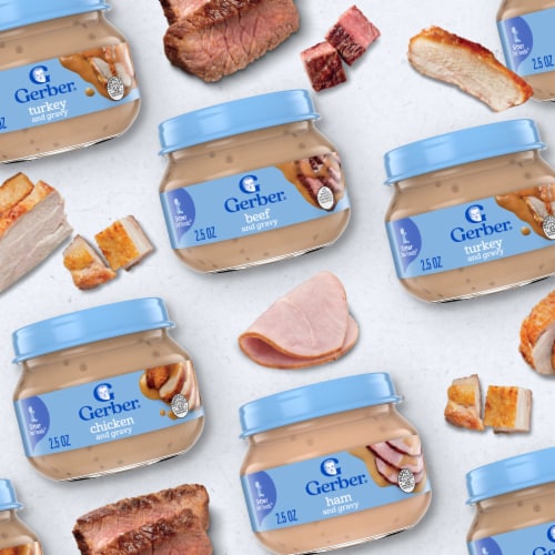 Gerber 2nd Foods Puree Favorites Chicken and Turkey Baby Food Variety Pack Jars Perspective: bottom