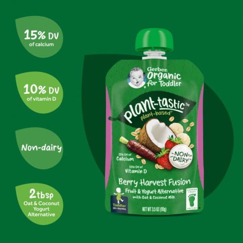 Gerber Organic Baby Food Pouches Plant-tastic Berry Harvest Fruit and Yogurt Alternative Perspective: bottom