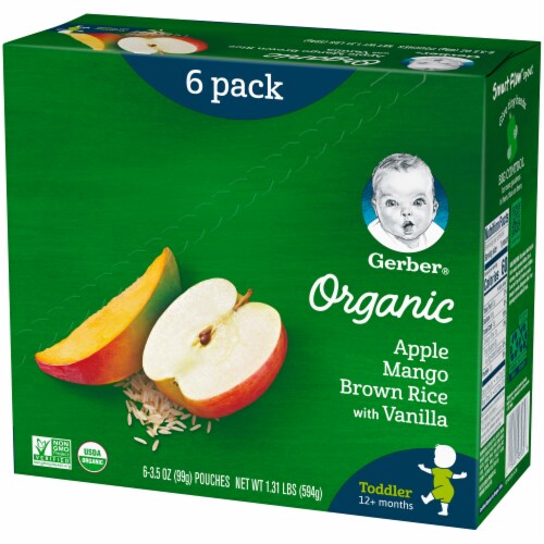 Gerber Organic 2nd Foods Apple Mango Brown Rice with Vanilla Baby Food Perspective: bottom