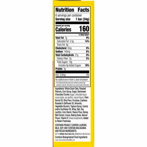 Nature Valley Sweet & Salty Nut Salted Caramel Chocolate Granola bars Perspective: bottom