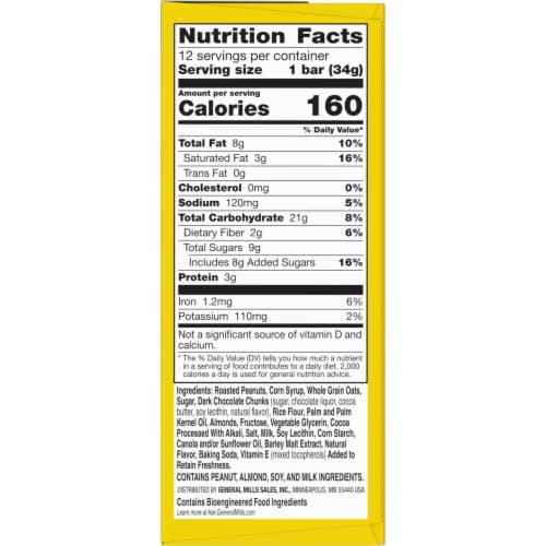 Nature Valley Whole Grain Dark Chocolate Peanut Almond Sweet and Salty Nut Granola Bars Perspective: bottom