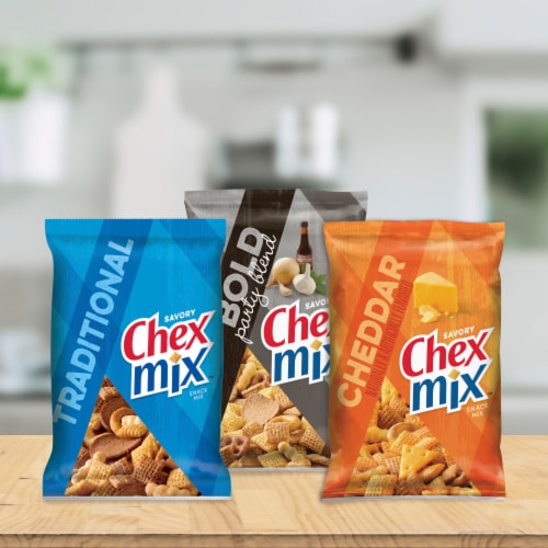 Chex Mix Snack Party Mix Traditional Savory Pub Mix Snack Bag Perspective: bottom