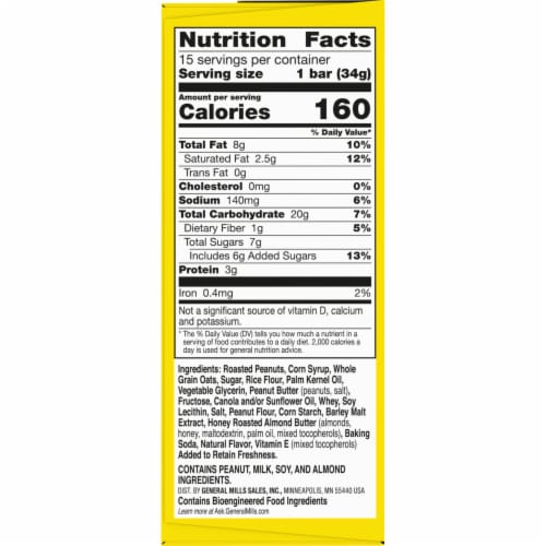 Nature Valley Whole Grain Peanut Sweet and Salty Nut Chewy Granola Bars Snacks Perspective: bottom