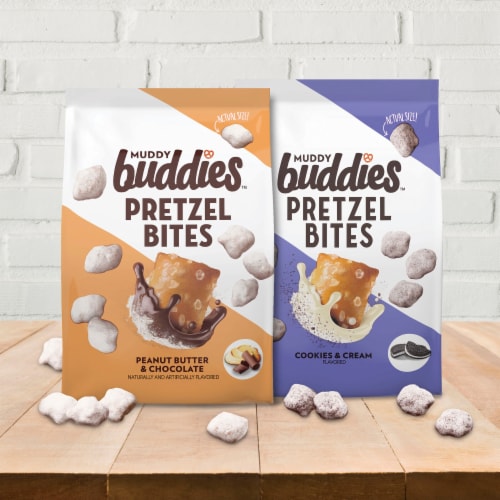 Chex Mix Peanut Butter and Chocolate Muddy Buddies Pretzel Bites Perspective: bottom