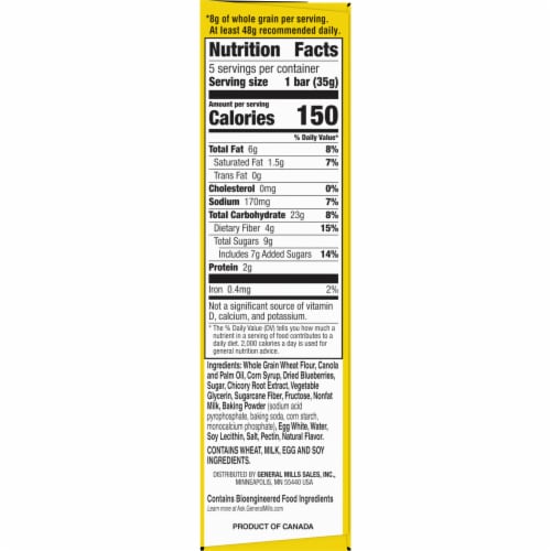 Nature Valley Soft Baked Muffin Blueberry Breakfast bars Perspective: bottom