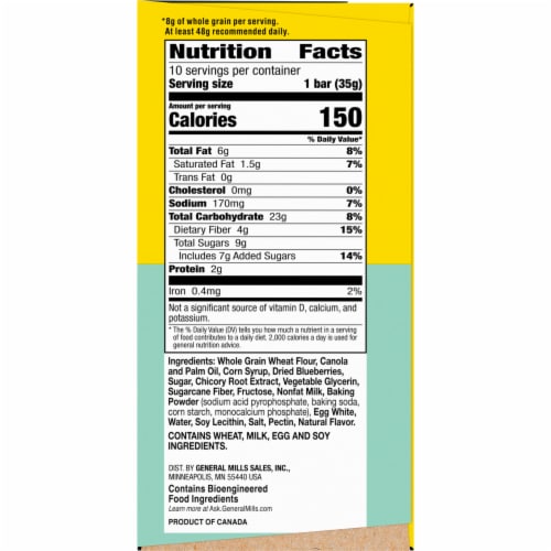 Nature Valley Soft Baked Muffin Blueberry Breakfast bars Perspective: bottom