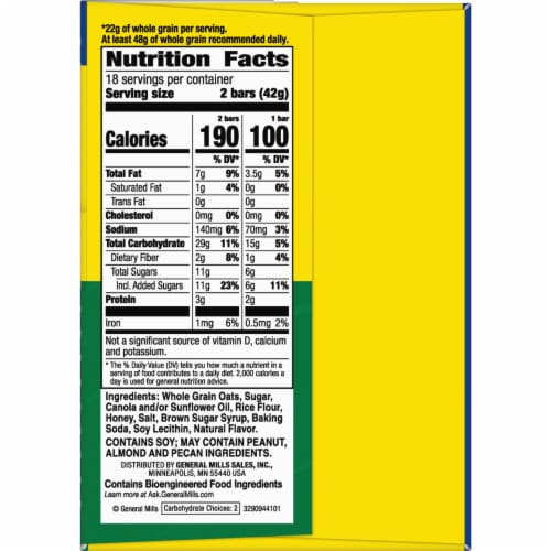 Nature Valley Oats 'n Honey Crunchy Granola Bars Perspective: bottom