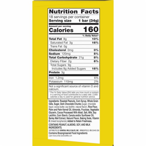 Nature Valley Dark Chocolate Peanut Almond Granola Nut Bars Perspective: bottom