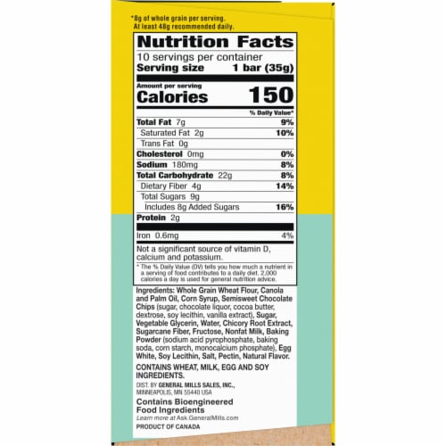 Nature Valley Chocolate Chip Soft Baked Muffin Bars Breakfast Snacks Perspective: bottom