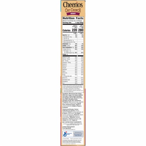 Cheerios Oat Crunch Berry Oat Breakfast Cereal Large Size Box, 18 oz ...