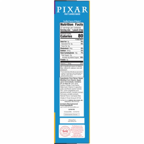 Disney Pixar Gluten Free Fruit Flavored Snacks Treat Pouches Kids School Snacks Perspective: bottom