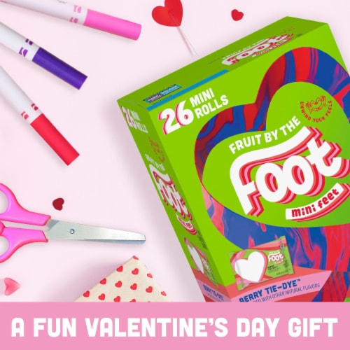 Fruit By The Foot Mini Feet Berry Tie-Dye Fruit Flavored Snacks Valentine's Pack Perspective: bottom
