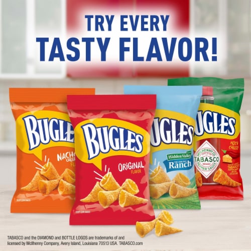Bugles Tabasco Flavored Crispy Corn Snacks Perspective: bottom
