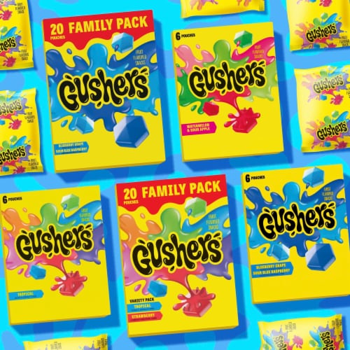 Gushers Blueberry Grape and Sour Blue Raspberry Fruit Flavored Snacks Perspective: bottom