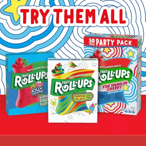 Fruit Roll-Ups Star Spangled Cherry Fruit Flavored Snacks Party Pack Perspective: bottom
