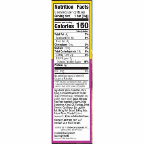 Nature Valley Fruit & Nut Dark Chocolate Cherry Chewy Trail Mix Granola Bars Perspective: bottom