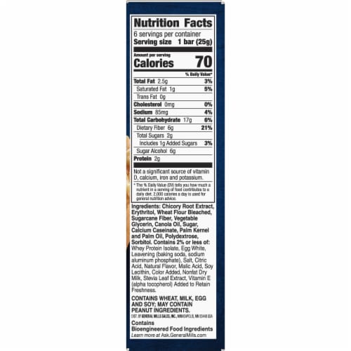 Fiber One Lemon 70 Calorie Soft Baked Bars Low Net Carb Snacks Perspective: bottom