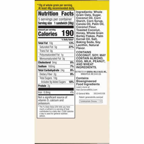 Nature Valley Coconut Butter Biscuits Sandwiches Perspective: bottom