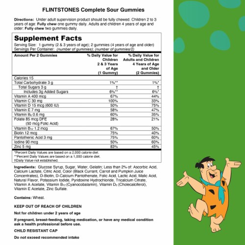 Flintstones™ Sour Kid's Multivitamin Gummies Perspective: bottom