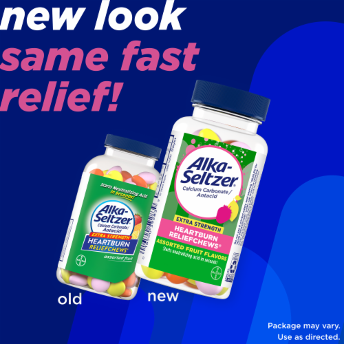 Alka-Seltzer® Assorted Fruit Flavored Extra Strength Heartburn Relief Chewable Tablets Perspective: bottom