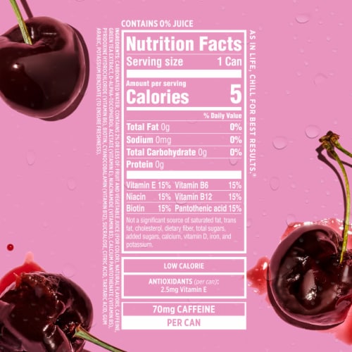 Sparkling Ice +Caffeine Zero Sugar Cherry Vanilla Sparkling Water Perspective: bottom