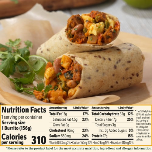 Sweet Earth Baja Vegetarian Frozen Breakfast Burrito Perspective: bottom