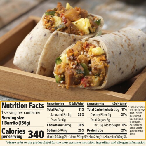 Sweet Earth Protein Lover's Vegetarian Frozen Breakfast Burrito Perspective: bottom