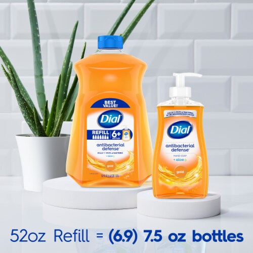 Dial® Antibacterial Defense Liquid Hand Soap Refill Gold Antibacterial Dermatologist Tested Perspective: bottom