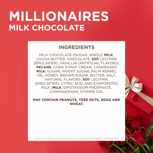 PANGBURN'S OF TEXAS Milk Chocolate Millionaires Valentine's Day Heart Candy Gift Box Perspective: bottom