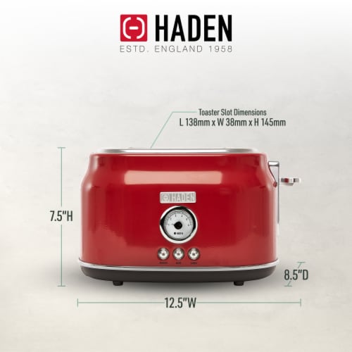 Haden Dorset Stainless Steel 2-Slice Toaster - Red Perspective: bottom