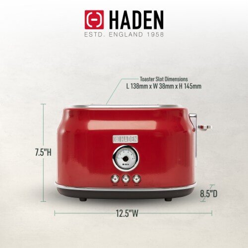 Haden Dorset Stainless Steel 2-Slice Toaster - Red Perspective: bottom