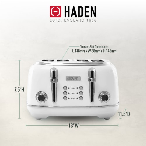 Haden Heritage 4-Slice Wide Slot Toaster - Ivory White Perspective: bottom