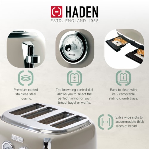 Haden Dorset 4-Slice Toaster - Putty Perspective: bottom