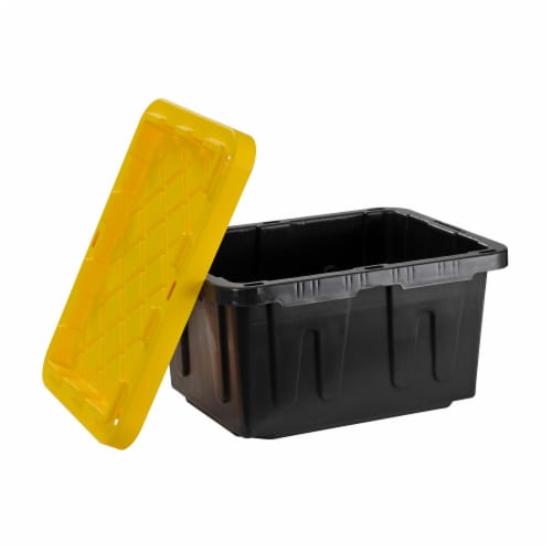 Muscle Rack 5gal Plastic Heavy Duty Storage Box Bin Tote Black Yellow 4 Pack 1 Piece Fry s Food Stores