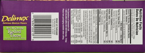 Delimex Beef & Cheese Rolled Taco Taquito Frozen Appetizers 25 Count Perspective: bottom