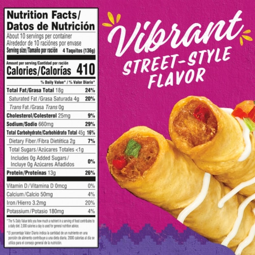 Delimex Beef & Cheese Large Flour Taquitos Frozen Snacks Perspective: bottom