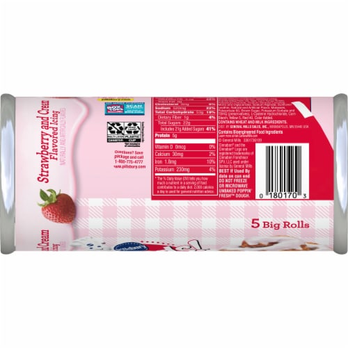 Pillsbury Grands Cinnamon Rolls with Strawberry and Cream Flavored Icing Perspective: bottom
