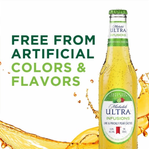Michelob Ultra Infusions Lime & Prickly Pear Cactus Light Beer Bottles Perspective: bottom