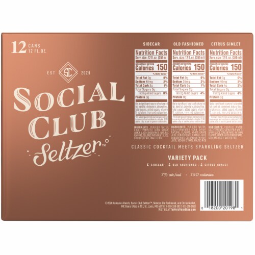 Social Club Seltzer Classic Cocktail Sparkling Seltzer Hard Seltzer Variety Pack Perspective: bottom