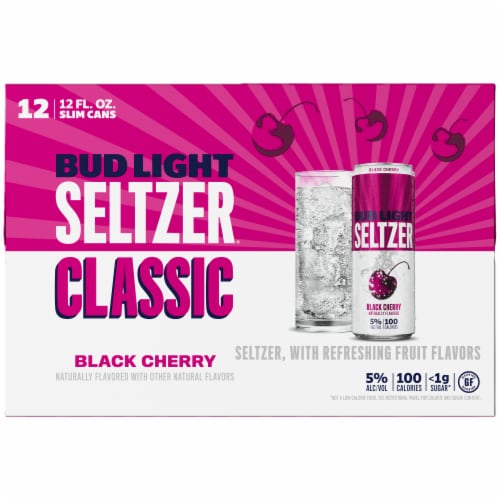 Bud Light Hard Seltzer Black Cherry, Gluten Free, Slim Cans Perspective: bottom
