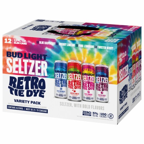 Bud Light Hard Seltzer Gluten Free Retro Tie Dye Variety Pack Perspective: bottom