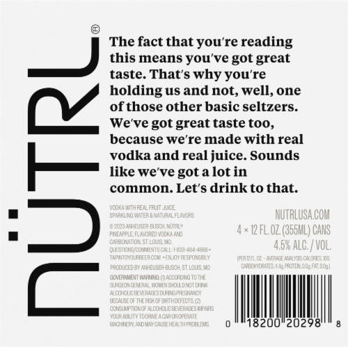 Nutrl Pineapple Vodka Seltzer Perspective: bottom